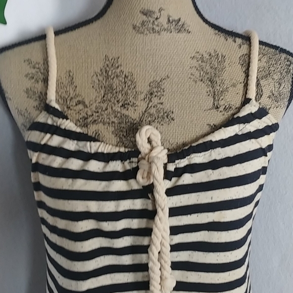 L8ter Nautical Style Striped  Tie Front Tank Top - Picture 2 of 7